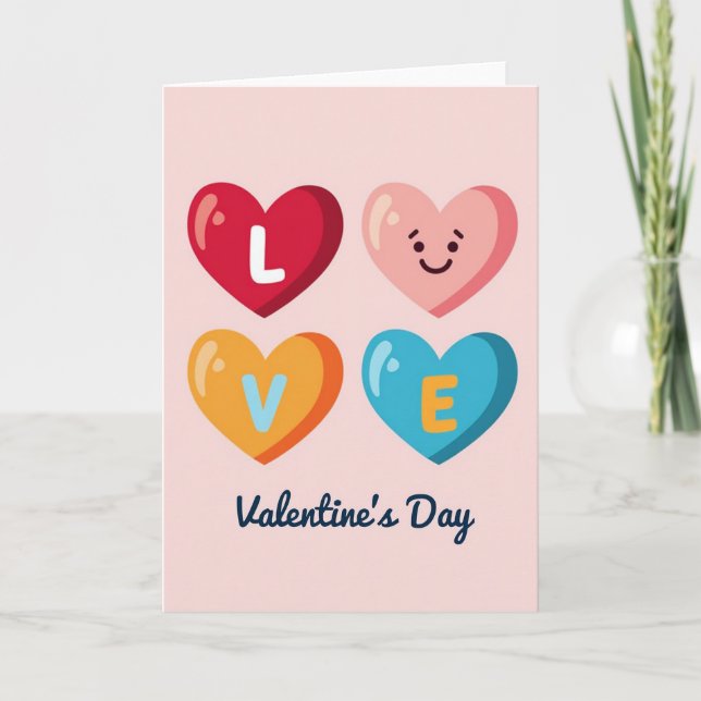 Candy Heart Love Grid-kort Kort (Framsida)