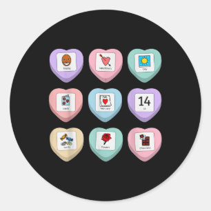 Candy Heart Pcs Symbol Speciell Education Teacher Runt Klistermärke