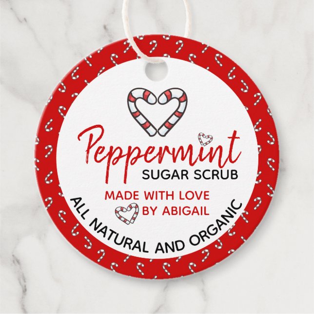 Candy Heart Peppermint Scrubs (med ingredienser) Gåvor Etiketter (Framsida)