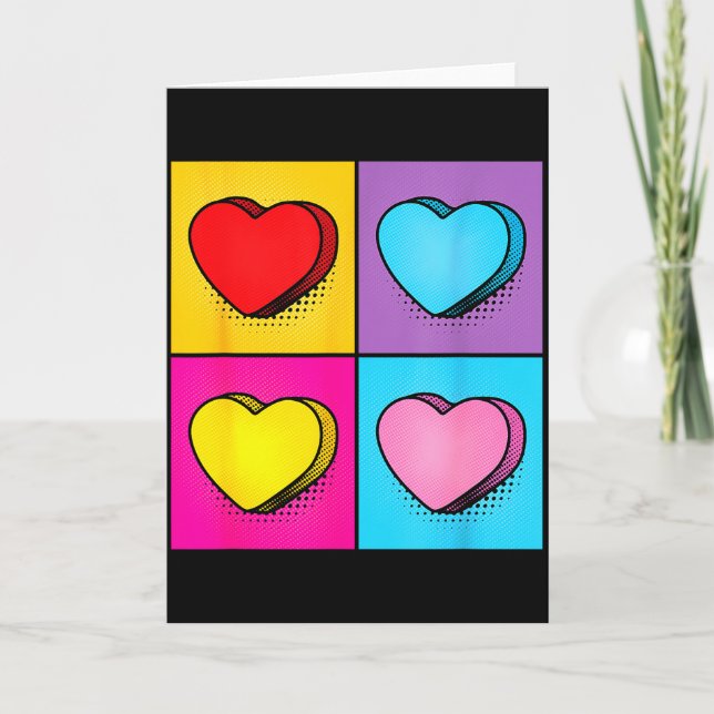 Candy Heart Pop Art Alla hjärtans dag Grafisk  Kort (Framsida)