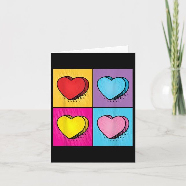 Candy Heart Pop Art Valentines day Graphic Kort (Framsida)