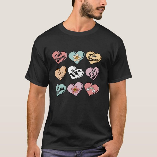 Candy Heart Self Kärlek Groovy Lycklig Valentine D T Shirt (Framsida)