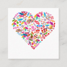 Candy Heart Shape Design Alla hjärtans dags-presen Fyrkantigt Visitkort
