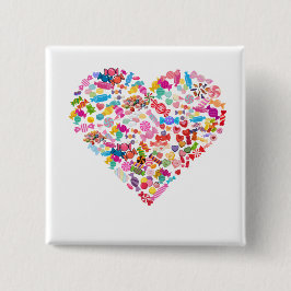 Candy Heart Shape Design Alla hjärtans dags-presen Knapp