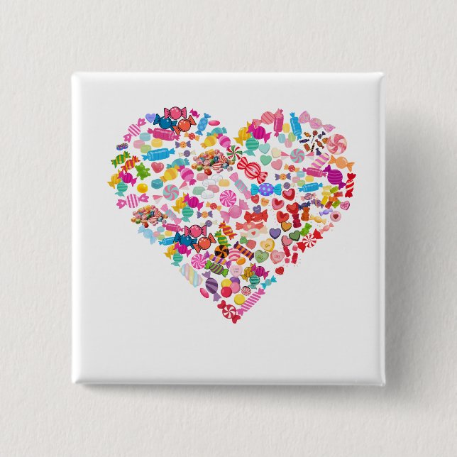 Candy Heart Shape Design Alla hjärtans dags-presen Knapp (Framsida)