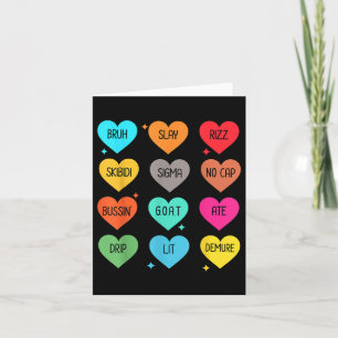 Candy Heart Slang Ord Valentines day för skolan, Kort