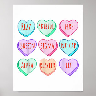 Candy Heart Slang Ord Valentines day för skolan, Poster