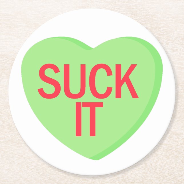 Candy Heart - SUCK IT Underlägg Papper Rund (Framsidan)