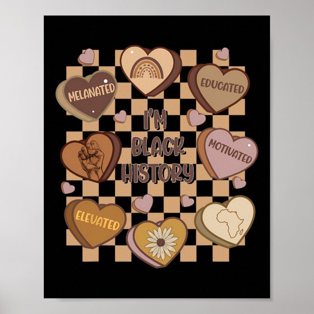 Candy Heart Svarta historiemånaden Afroamerikansk  Poster (Framsidan)