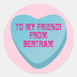 Candy Heart Valentine's Day Exchange Sticker Blue Runt Klistermärke