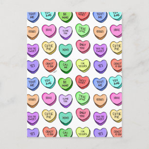 Candy Heart Valentines vykort