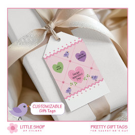 Candy Hearts Anpassade Valentines day Presentetikett