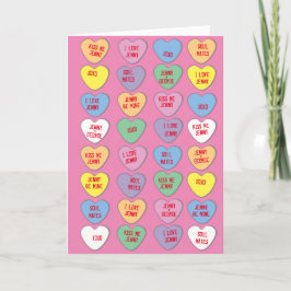 Candy Hearts Anpassningsbar Messages Valentine Helgkort