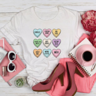 Candy Hearts Anti alla hjärtans dag Single Life T Shirt