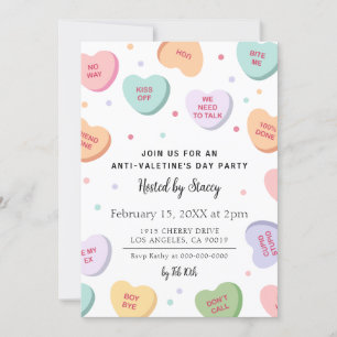 Candy Hearts Anti-Valentine Day Party Investigatio Inbjudningar
