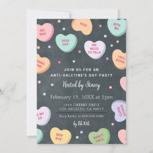 Candy Hearts Anti-Valentine Day Party Investigatio Inbjudningar