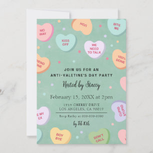 Candy Hearts Anti-Valentine Day Party Investigatio Inbjudningar