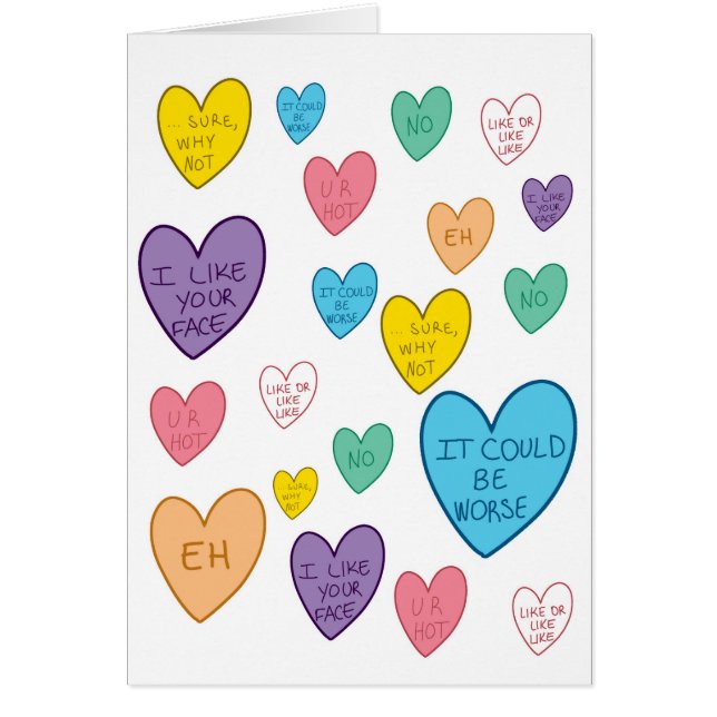 Candy Hearts Hälsningskort (Framsidan)