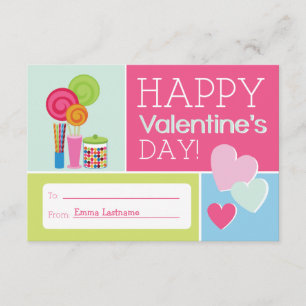 Candy & Hearts Kids School / Classroom Valentine Inbjudningar