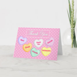 Candy Hearts, Langues, tackkort, Hälsning Tack Kort