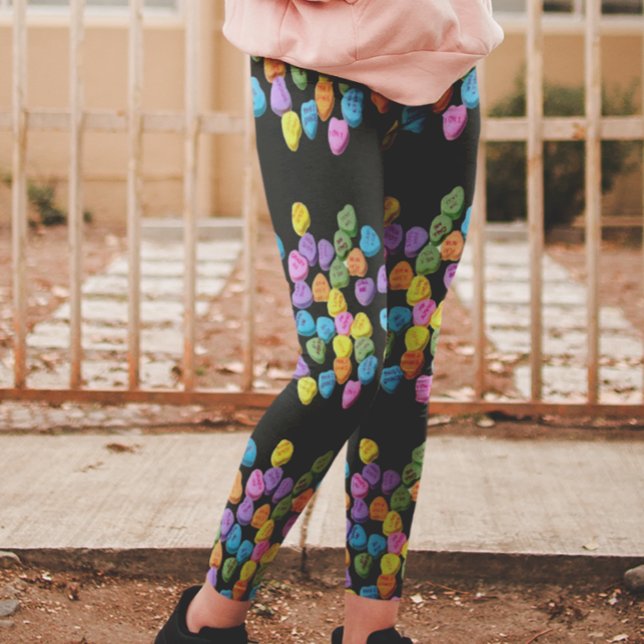 Candy Hearts Leggings Valentindag Cute (Skapare uppladdad)