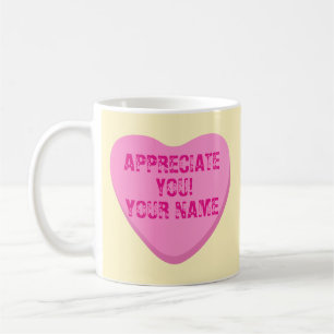 Candy Hearts med Anpassningsbar Text-Rosa Heart på Kaffemugg