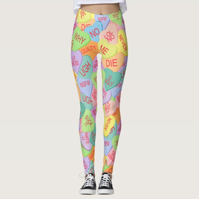 Candy Hearts Mönster - SFW Leggings (Framsida)