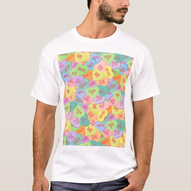 Candy Hearts Mönster - SFW T Shirt (Framsida)