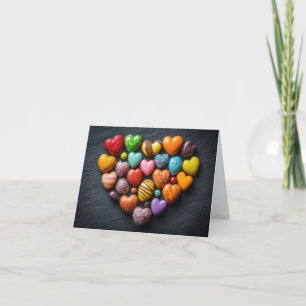 Candy Hearts på mörk botten Alla hjärtans dags häl Helgkort
