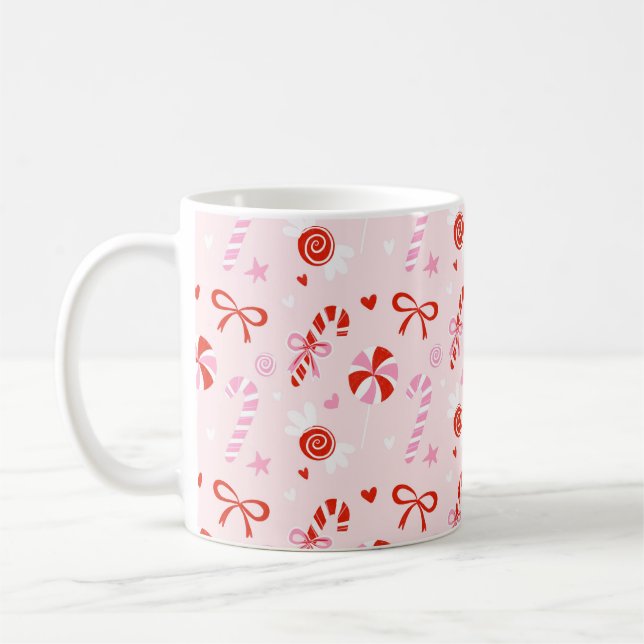 Candy Hearts Pink Holiday Mug Kaffemugg (Vänster)