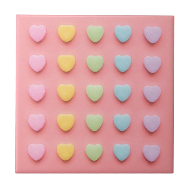 Candy Hearts Porträtt Kakelplatta (Framsidan)