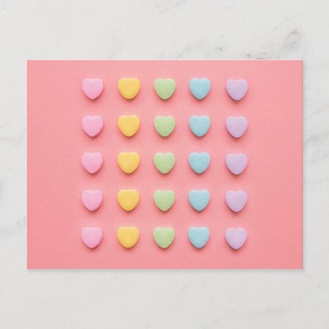 Candy Hearts Porträtt Vykort (Framsida)