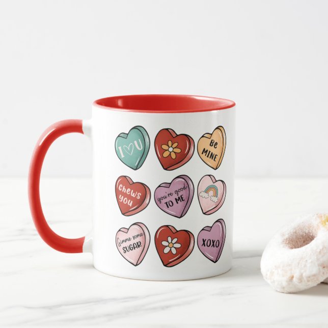 Candy Hearts | Valentine Candy Heart Mugg (Med munk)