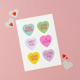 Candy Hearts Valentine Card Julkort