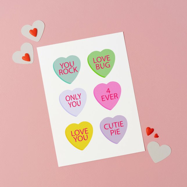 Candy Hearts Valentine Card Julkort (Skapare uppladdad)