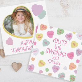 Candy Hearts Valentine Day Card Classroom Photo Anteckningskort