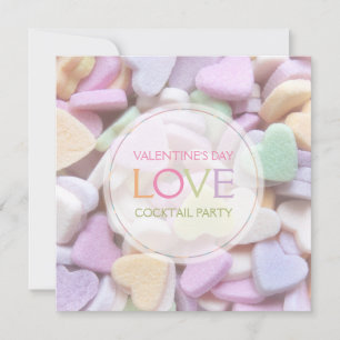 Candy Hearts Valentine Day Cocktail Party Inbjudningar