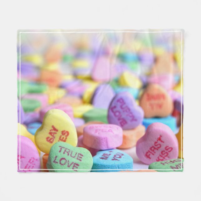 Candy Hearts Valentine Fleecefilt (Framsidan (Horisontell))