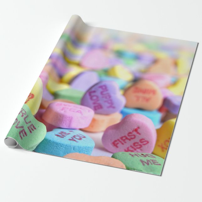 Candy Hearts Valentine Presentpapper (Utrullad)