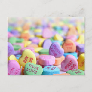 Candy Hearts Valentine Vykort
