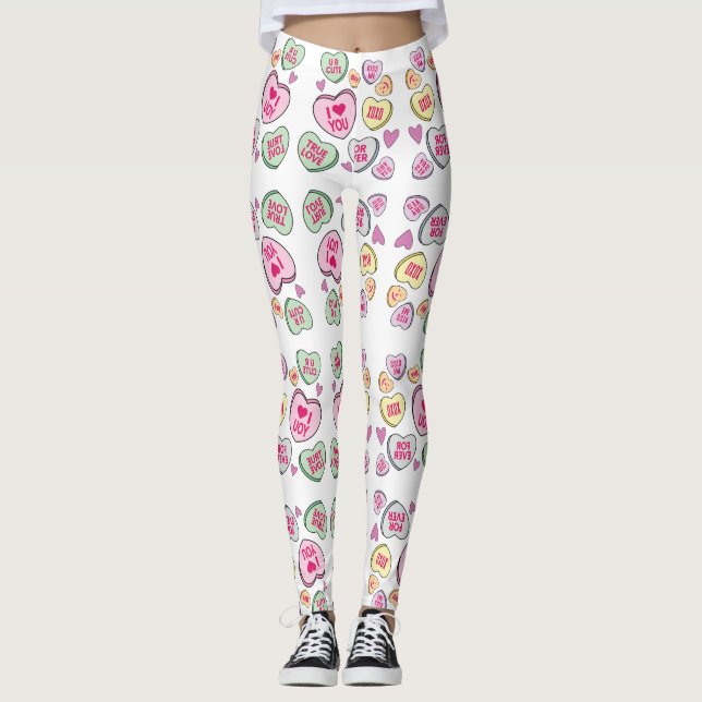 Candy Hearts Valentines day-konversationshjärter Leggings (Framsida)