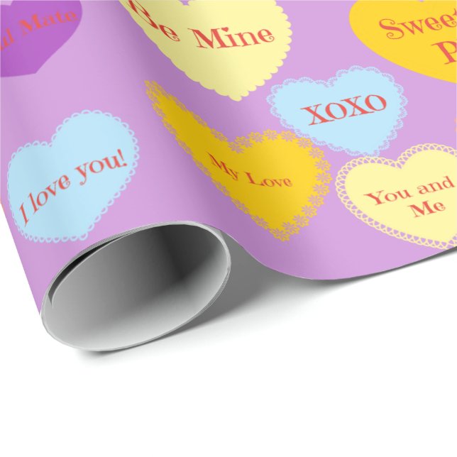 Candy Hearts Wrapping Papper Presentpapper (Rullad Hörn)