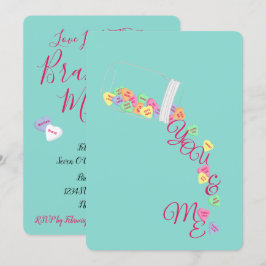 Candy Hearts You & Me Firande Shower Party Inbjudningar