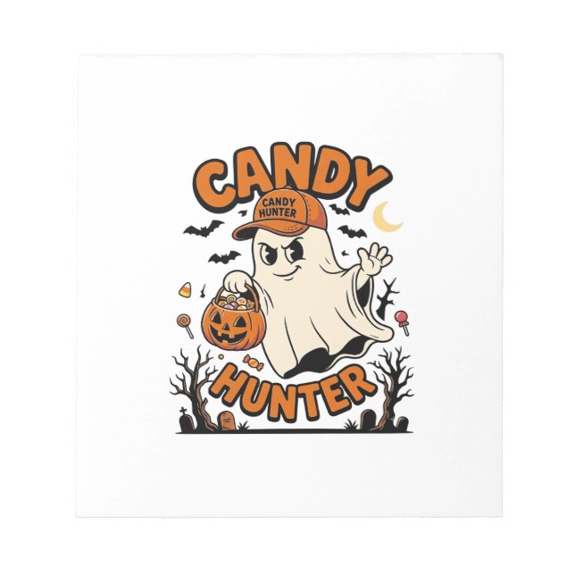 Candy Hunter Halloween Ghost Pumpkin Bucket_1 Anteckningsblock (Framsida)