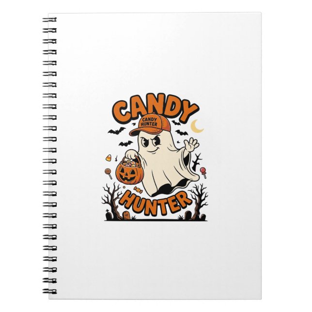 Candy Hunter Halloween Ghost Pumpkin Bucket_1 Anteckningsbok (Framsidan)