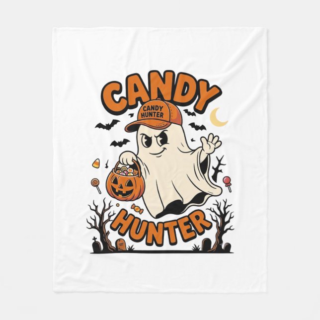 Candy Hunter Halloween Ghost Pumpkin Bucket_1 Fleecefilt (Framsidan)