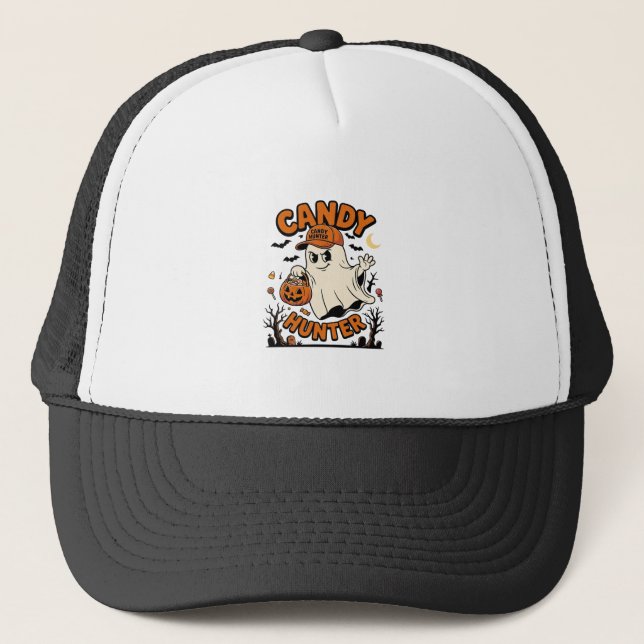 Candy Hunter Halloween Ghost Pumpkin Bucket_1 Keps (Framsida)