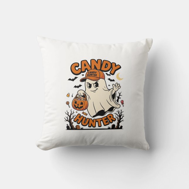 Candy Hunter Halloween Ghost Pumpkin Bucket_1 Kudde (Framsida)