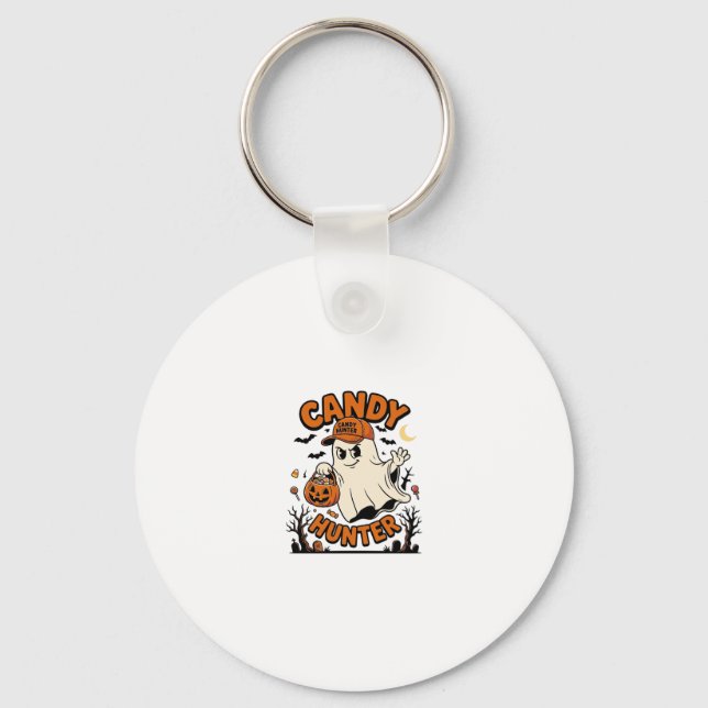 Candy Hunter Halloween Ghost Pumpkin Bucket_1 Nyckelring (Framsida)