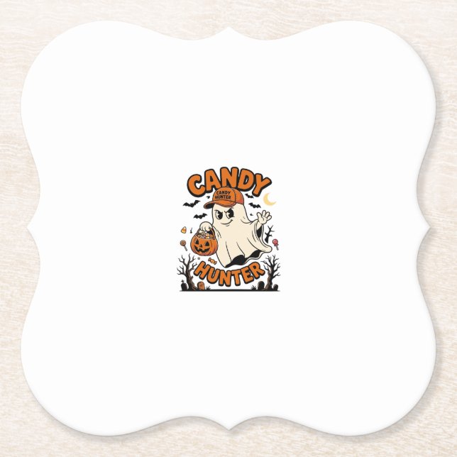 Candy Hunter Halloween Ghost Pumpkin Bucket_1 Underlägg Papper (Framsida)
